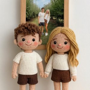 Couple Portrait Doll, Custom Couple Doll, Christmas Gift, Crochet Wedding Gift, Anniversary Gift Him Her
